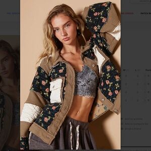 POL 💚 113 POL Vintage Washed Multi Print Color Block Jacket BR54